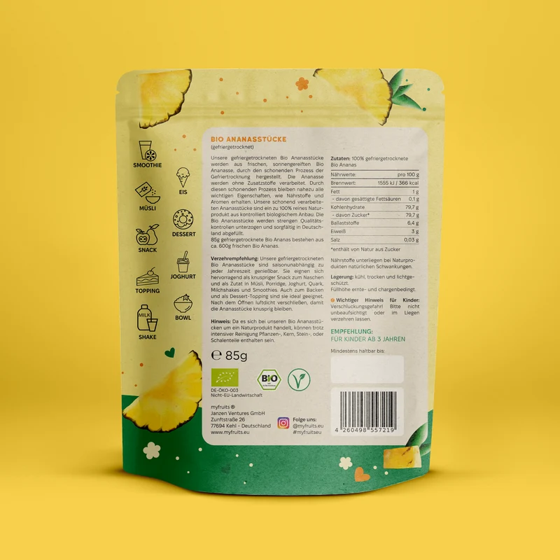 Gefriergetrocknete Bio Ananas Bites