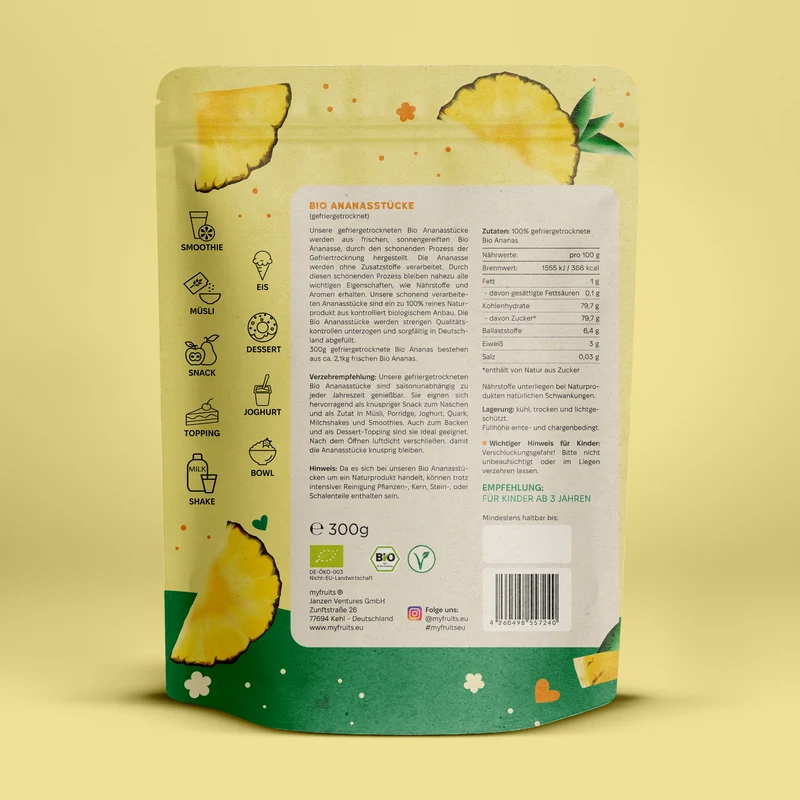 Gefriergetrocknete Bio Ananas Bites
