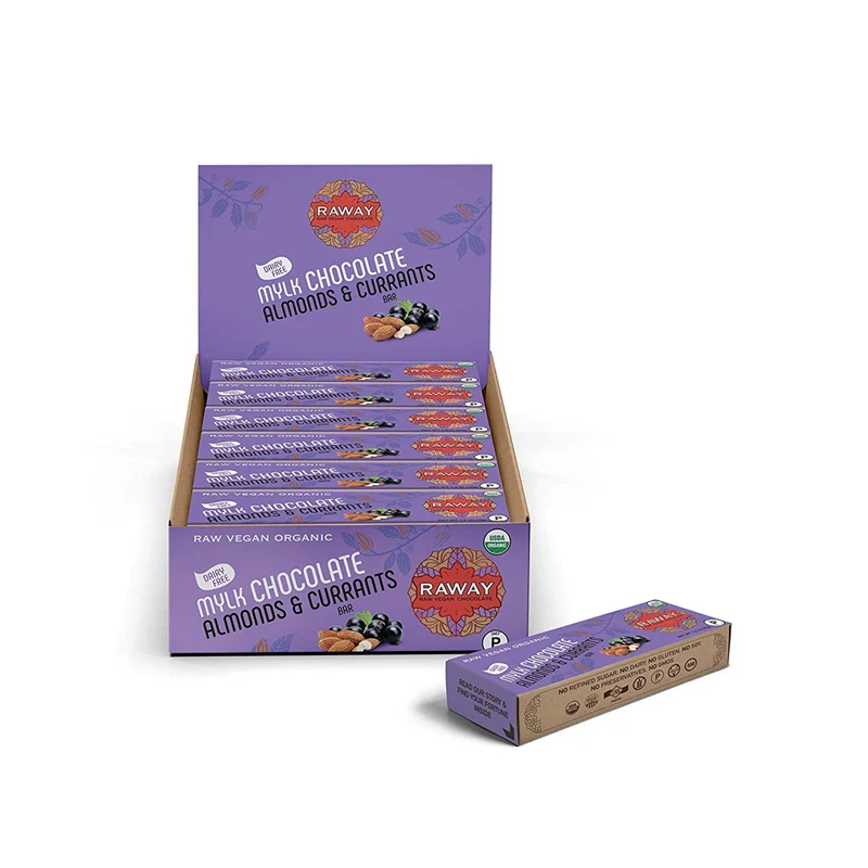 Raway Vegan Milk Chocolate Paleo Mylk Chocolate Almonds Currants Bar