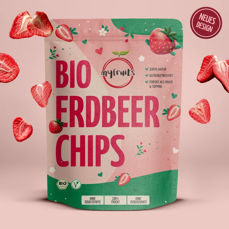 Gefriergetrocknete Bio Erdbeerchips
