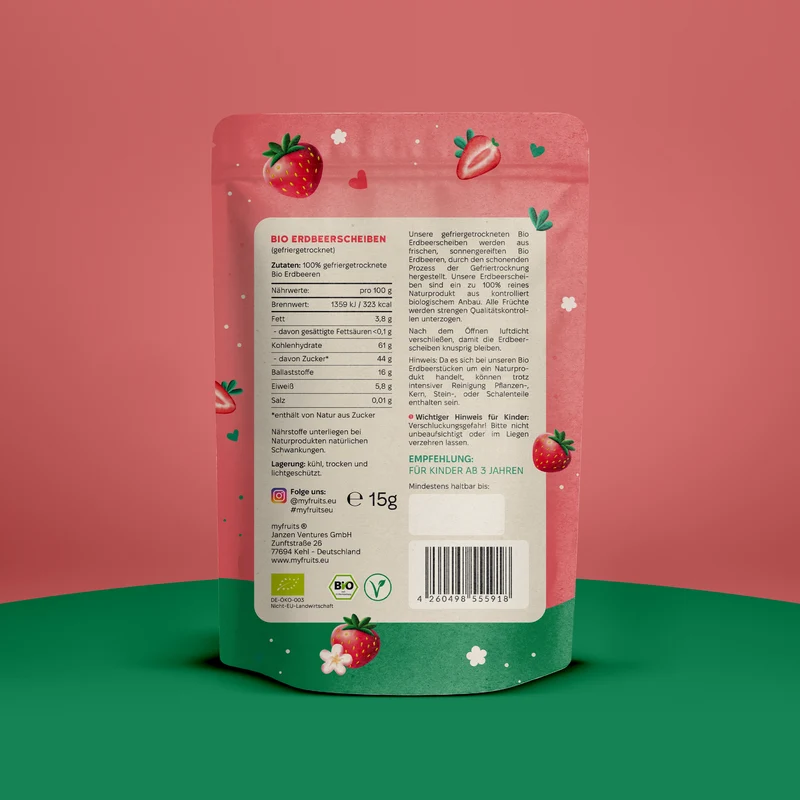 Gefriergetrocknete Bio Erdbeerchips