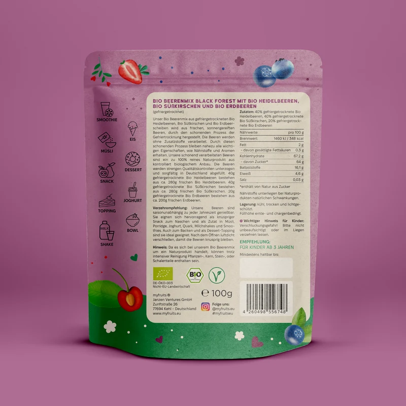 Gefriergetrockneter Bio Beerenmix – Black Forest