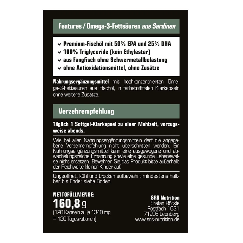 SRS Nutrition Omega 3 (120 Kapseln)