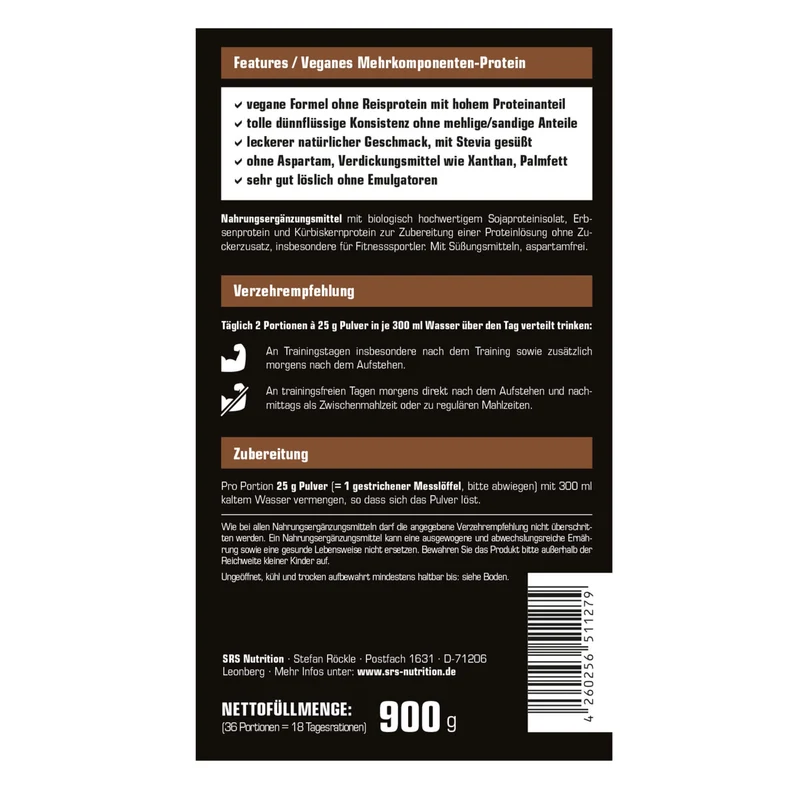 SRS Nutrition Vegan Protein (900g)