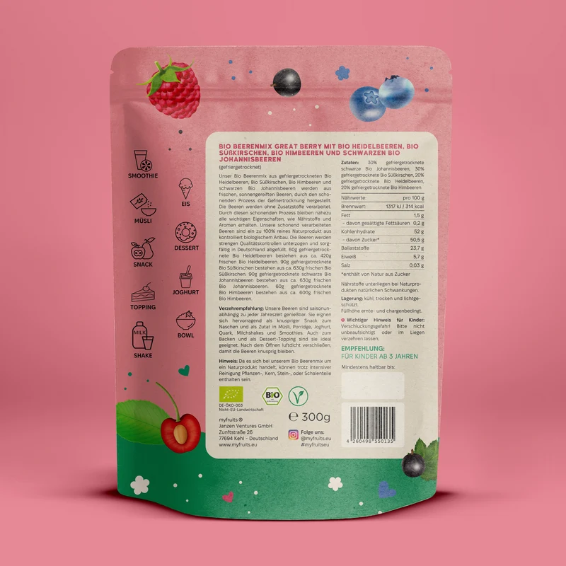 Gefriergetrockneter Bio Beerenmix – Great Berry