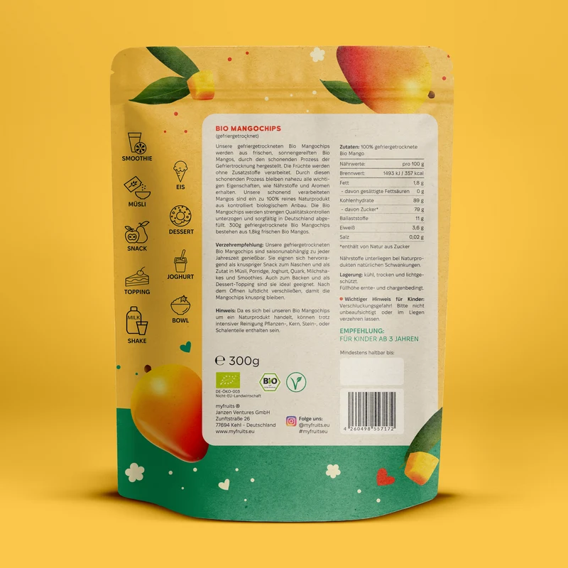Gefriergetrocknete Bio Mangochips