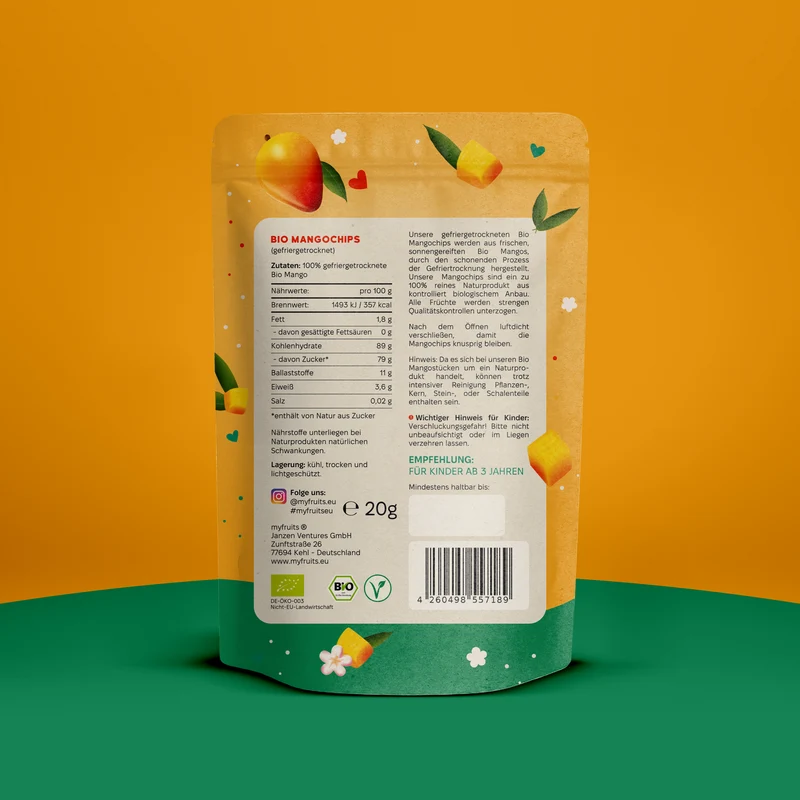Gefriergetrocknete Bio Mangochips