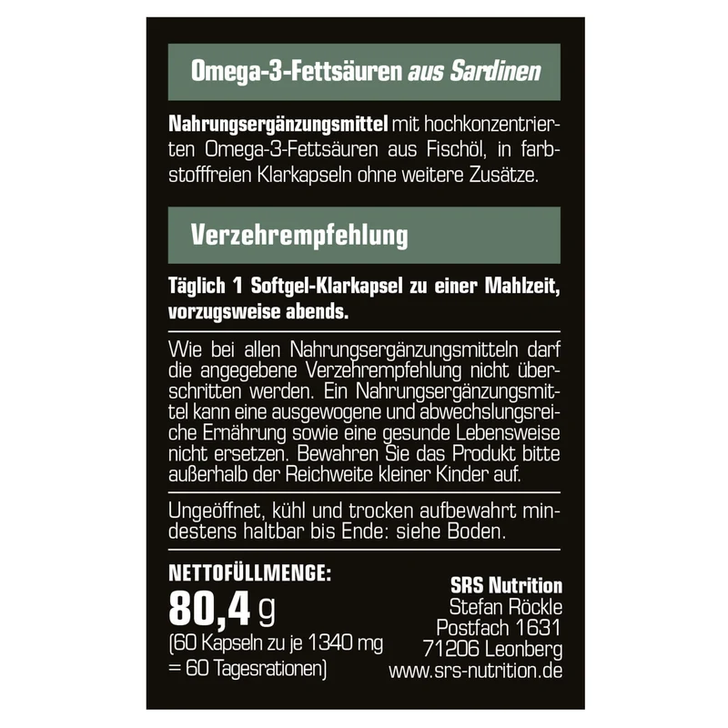 SRS Nutrition Omega 3 (60 Kapseln)