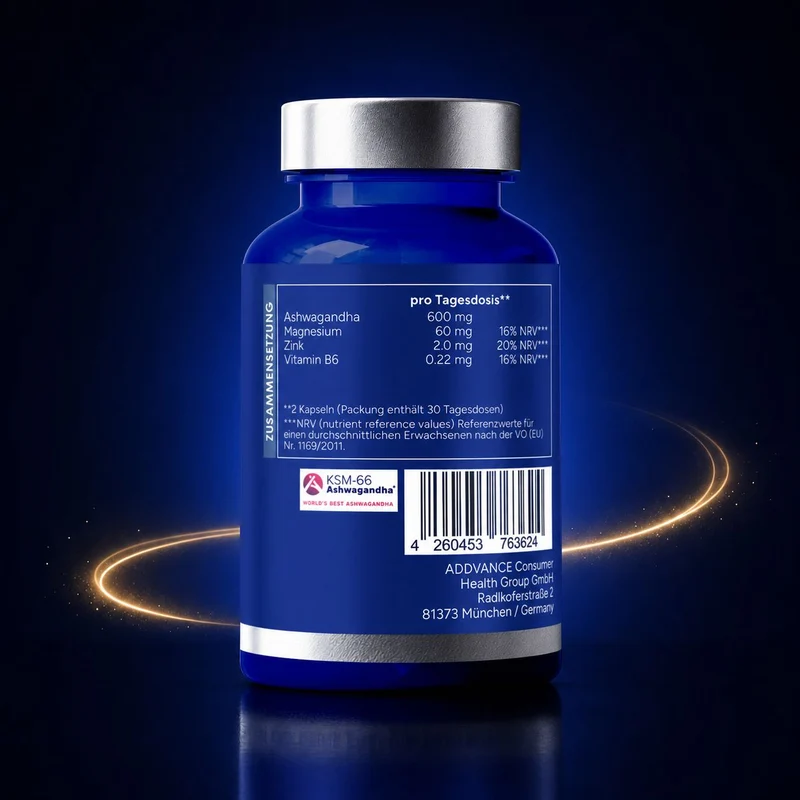 Ashwa+ Ashwagandha KSM-66® mit Magnesium, Zink & Vitamin B6 (60 Kapseln)