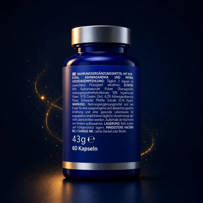 AURUM - Goldene Mischung mit Kurkuma, Ingwer, Zimt & Ashwagandha (60 Kapseln)