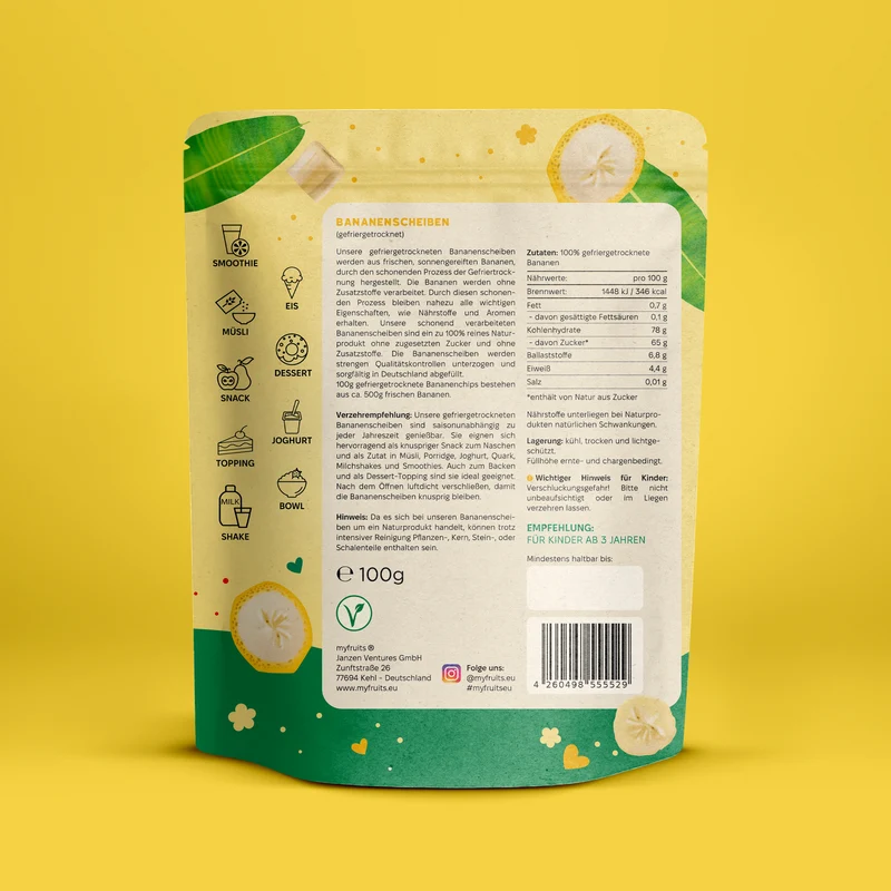 Gefriergetrocknete Bananenchips