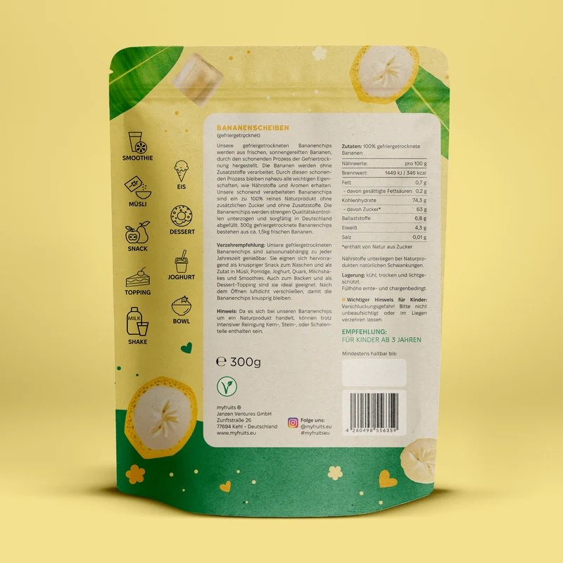 Gefriergetrocknete Bananenchips