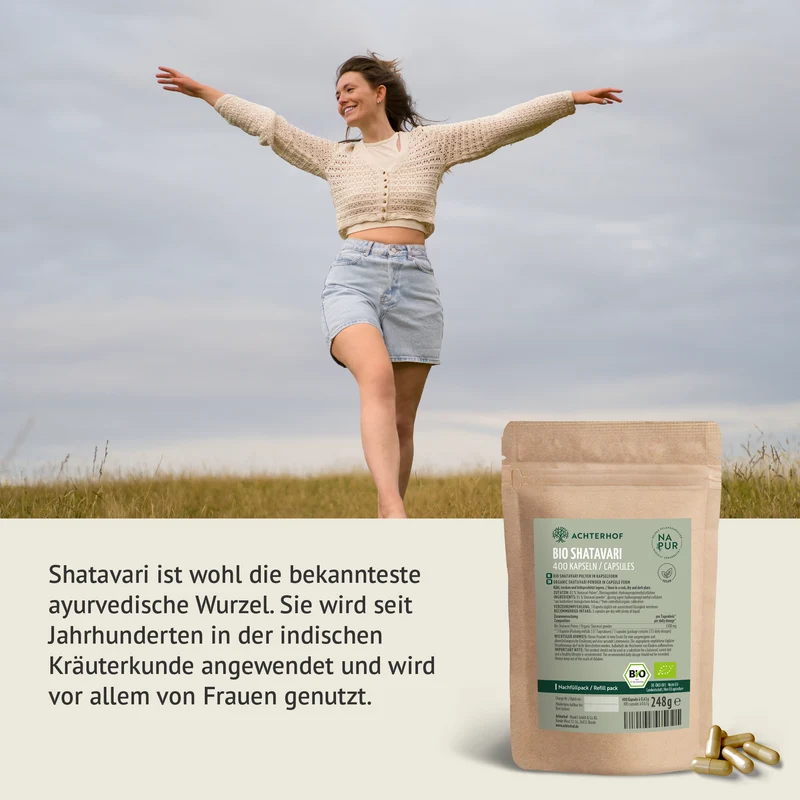 Shatavari Kapseln Bio Nachfüllpack (400 Kapseln)