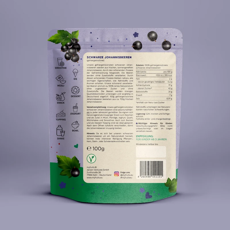Gefriergetrocknete Schwarze Johannisbeeren
