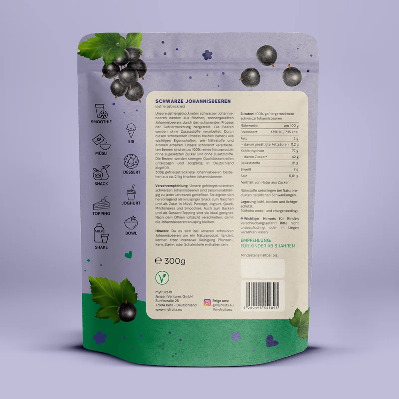 Gefriergetrocknete Schwarze Johannisbeeren