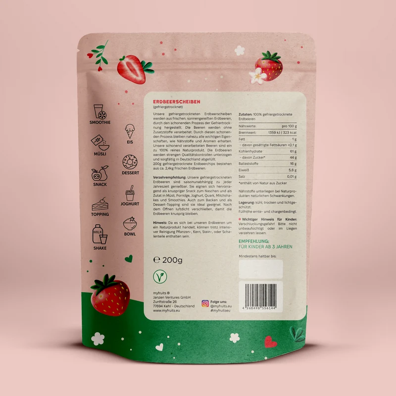 Gefriergetrocknete Erdbeerchips