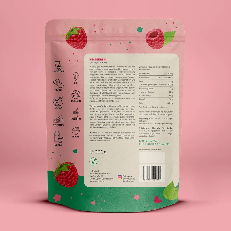 Gefriergetrocknete Himbeeren