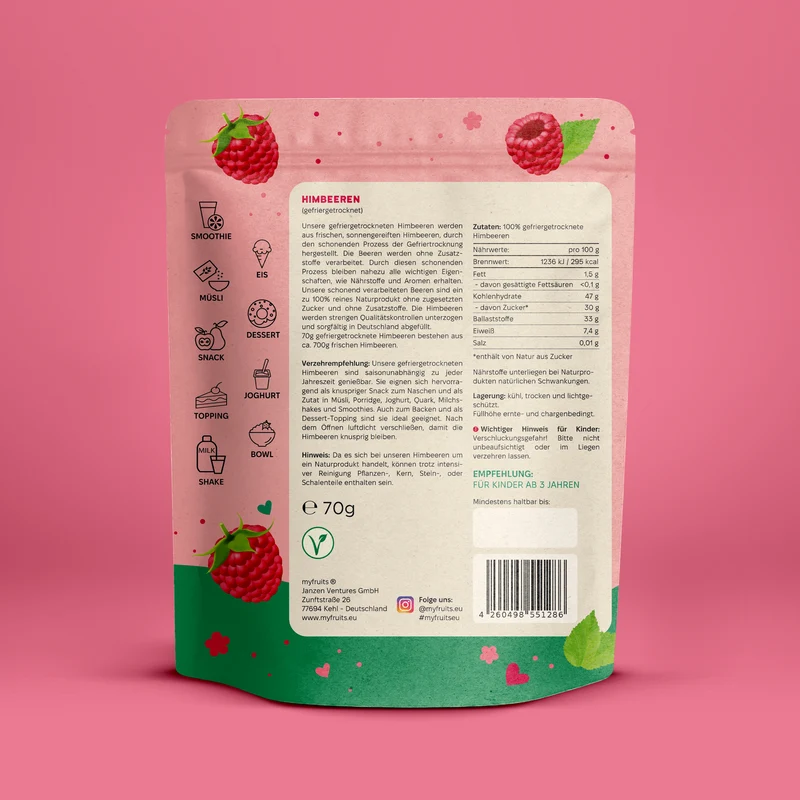 Gefriergetrocknete Himbeeren