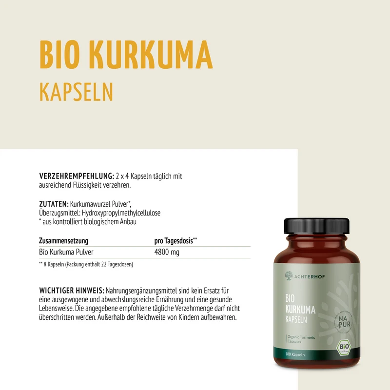 Bio Kurkuma Kapseln (180 Kapseln)