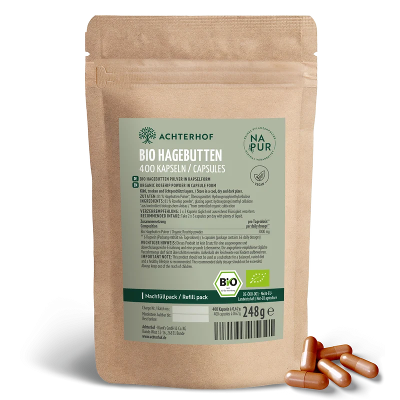 Bio Hagebutten Kapseln Nachfüllpack (400 Kapseln)