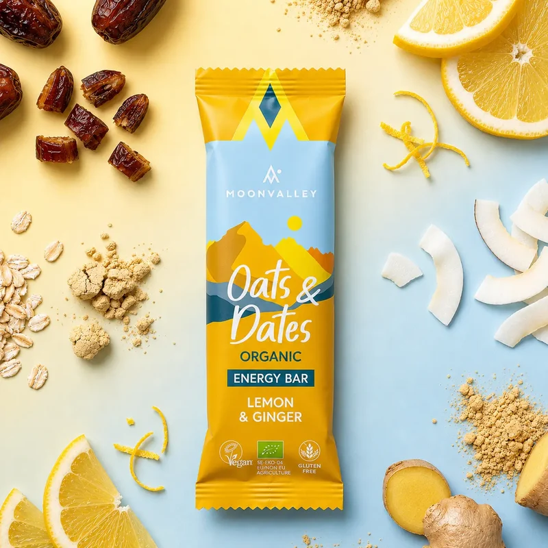 Organic Energy Bar Oats & Dates Lemon & Ginger 12-pack
