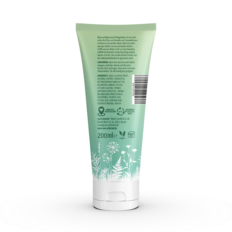 Körperlotion mit Bio Sonnenblumenöl + Bio Mandelöl und Bio Aroniabeerenextrakt (200ml)