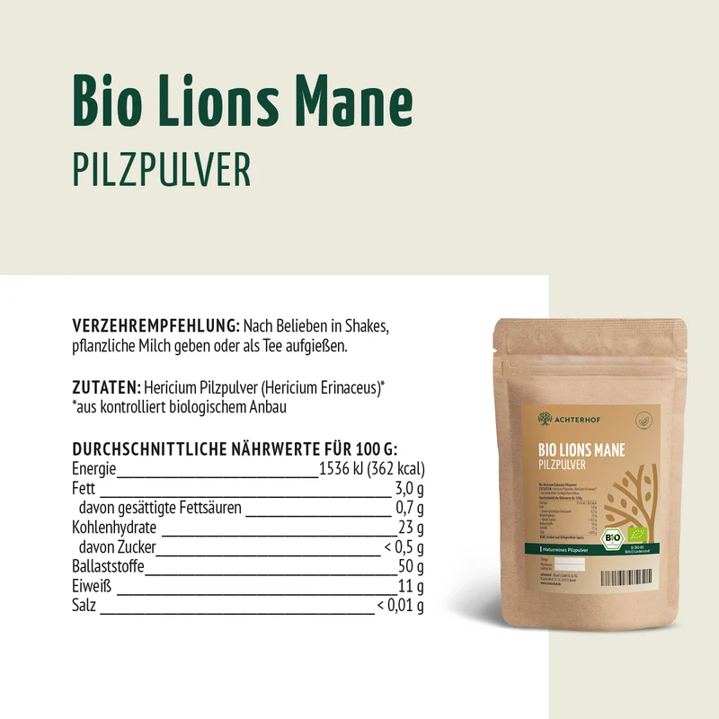 Bio Lions Mane Pilzpulver (250g)