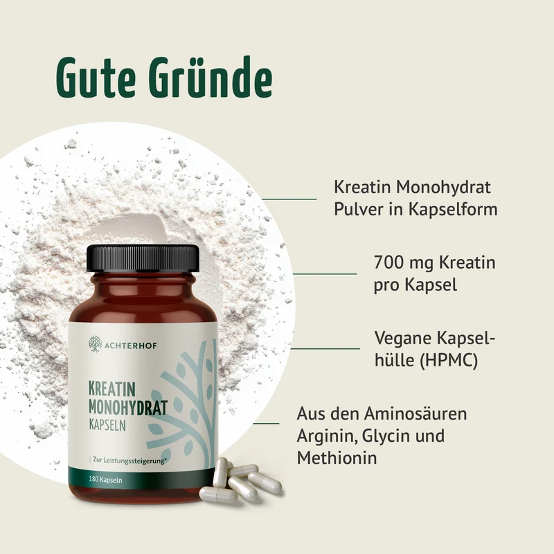 Kreatin Monohydrat Kapseln (180 Kapseln)