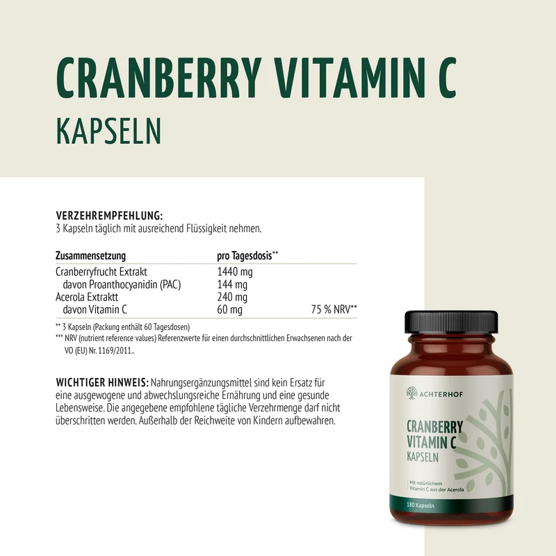 Cranberry Vitamin C Kapseln (180 Kapseln)
