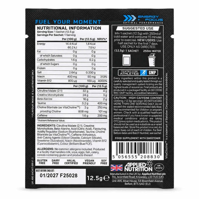 Applied Nutrition ABE Ultimate Pre-Workout Sachet 12,5 g – Icy Blue Raz