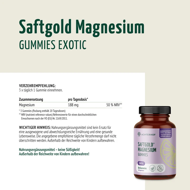 Saftgold Magnesium Gummies Exotische Früchte (60 Stück)