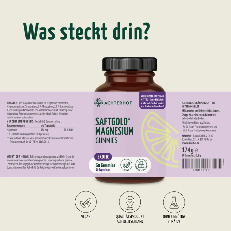 Saftgold Magnesium Gummies Exotische Früchte (60 Stück)