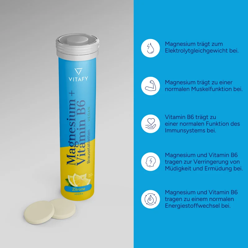 Magnesium + Vitamin B6 - Zitrone (20 Brausetabletten)