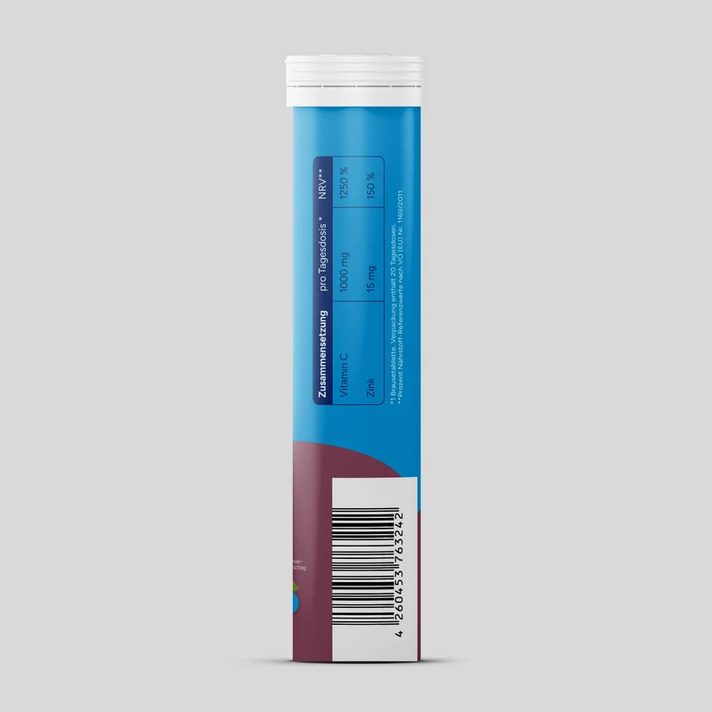 Vitamin C + Zink - Cassis (20 Brausetabletten)