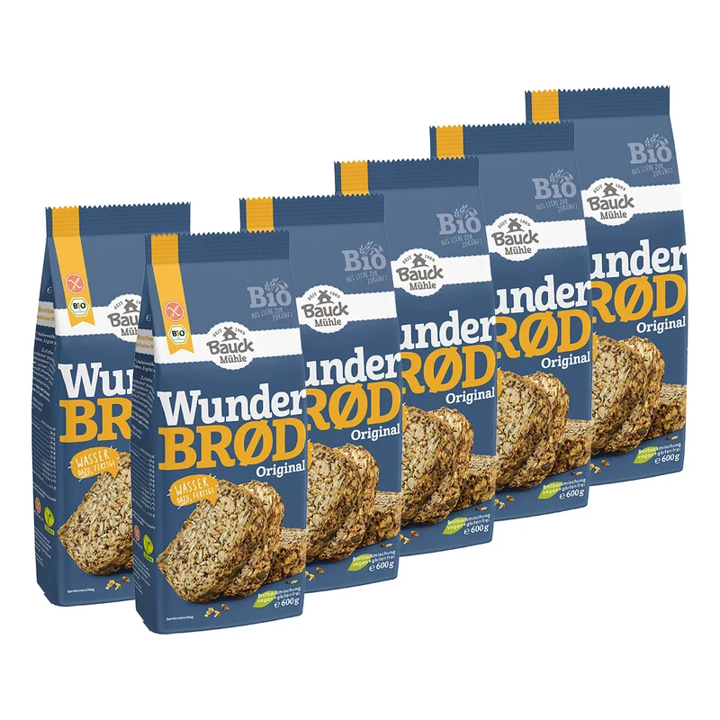 6 x Bio Backmischung Wunderbrød Haferflockenbrot (6x600g)