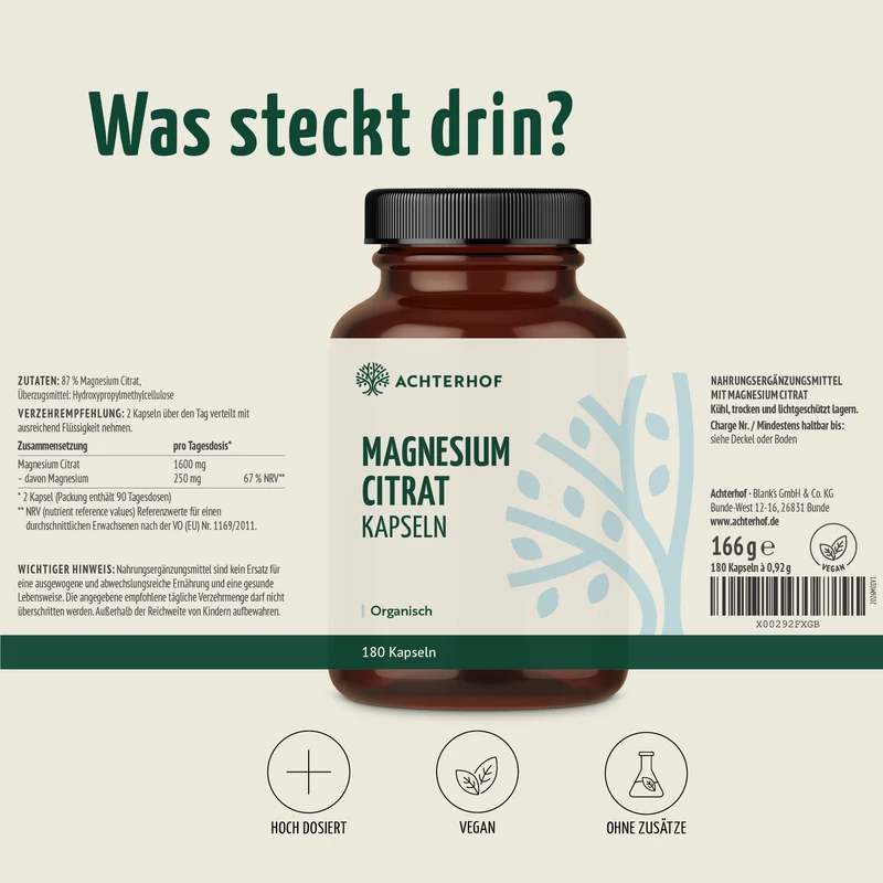 Magnesiumcitrat Kapseln (180 Kapseln)