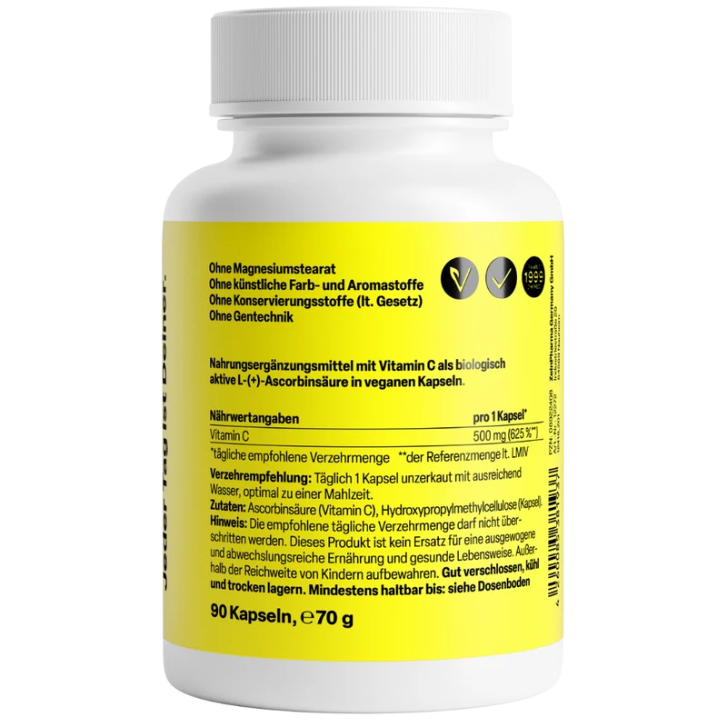 Vitamin C Kapseln 500mg (90 Kapseln)