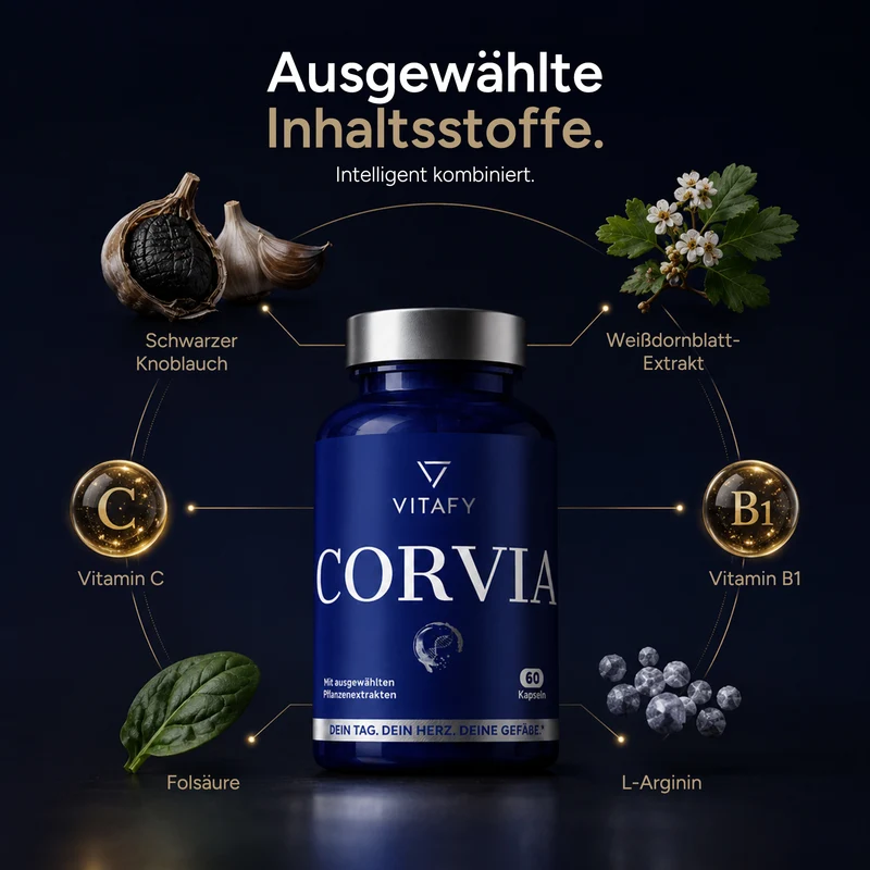 CORVIA - Herz Gefäß Komplex mit schwarzem Knoblauch (60 Kapseln)