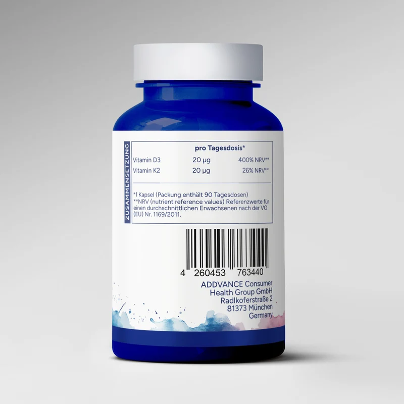 Vitamin D3 + K2 (90 Kapseln)