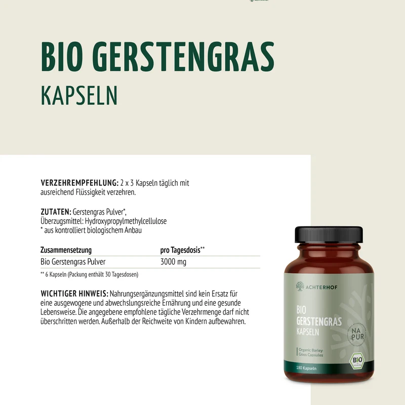 Bio Gerstengras Kapseln (180 Kapseln)