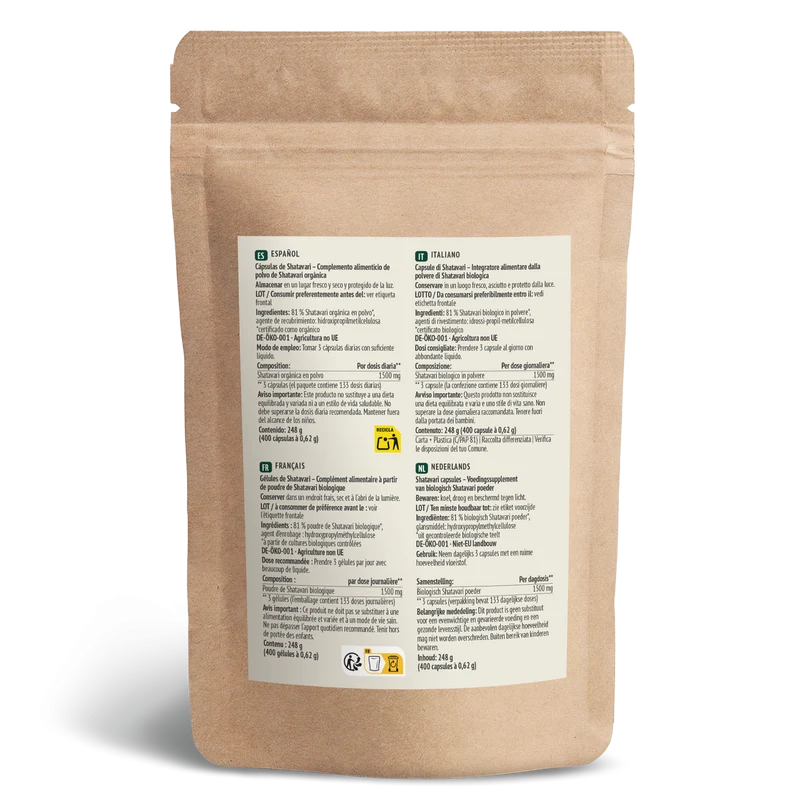 Bio Shatavari Kapseln Nachfüllpack (400 Kapseln)