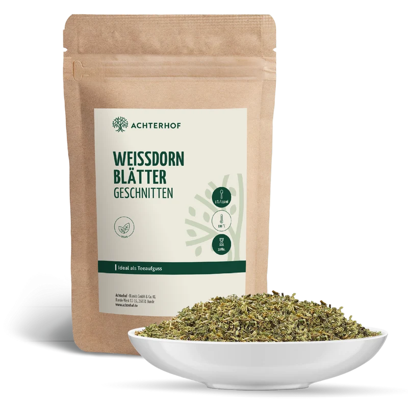 Weißdornblätter mit Blüten geschnitten (1000g)