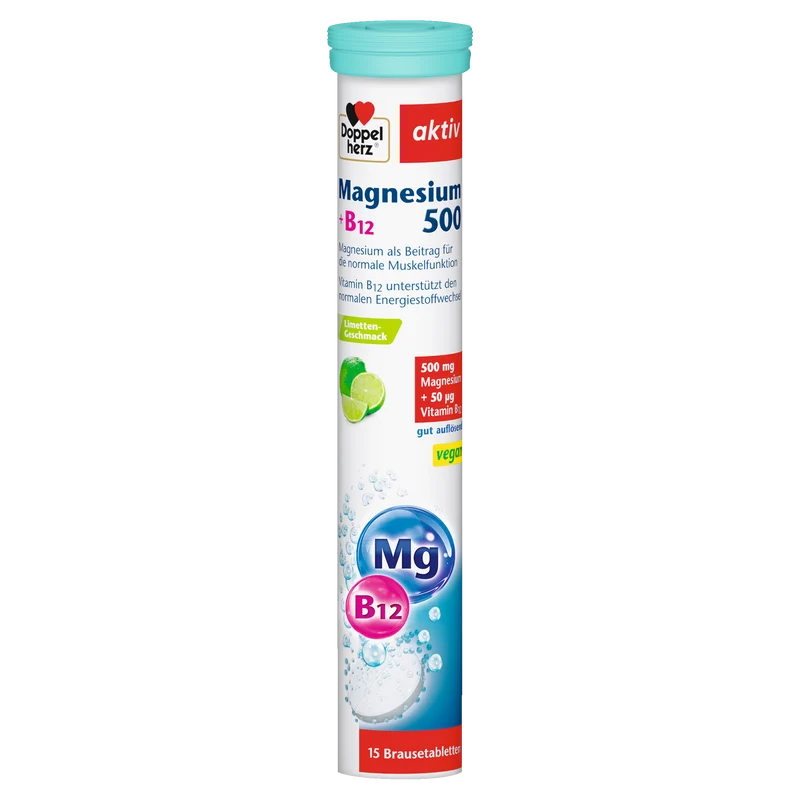 Magnesium 500 + B12 (15 Brausetabletten)