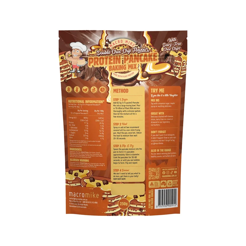 Double Choc Chip Protein Pancake Baking Mix 250g