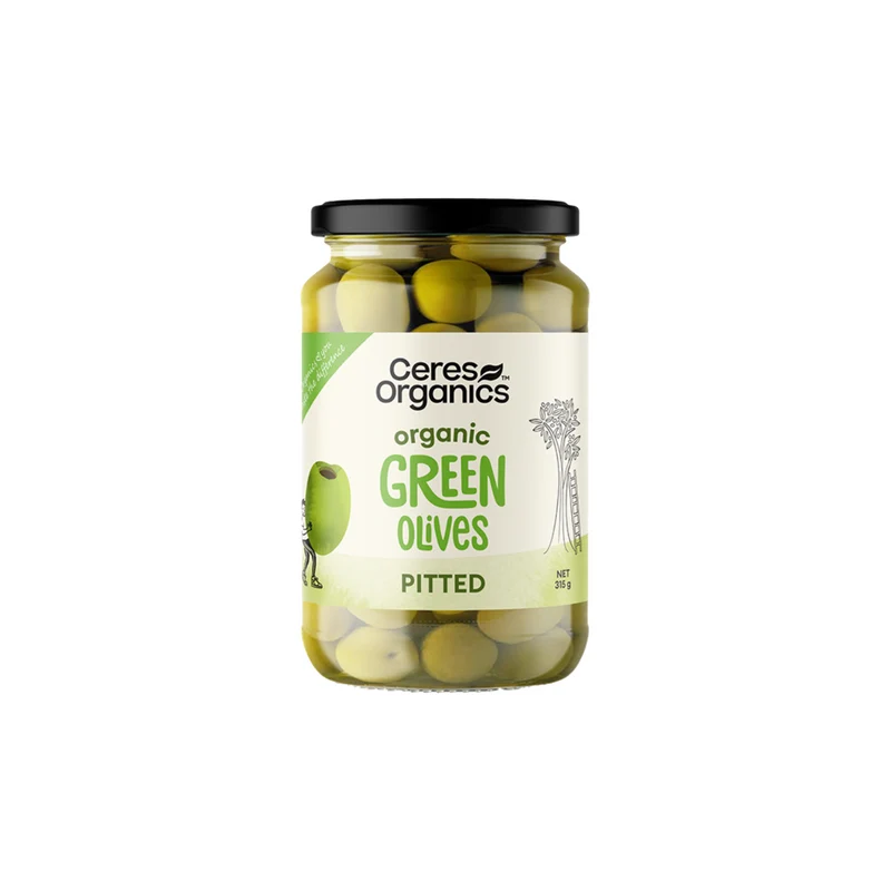 Organic Green Olives Pitted 315g