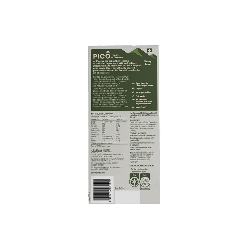 No Added Sugar Hazelnut Chocolate 80g