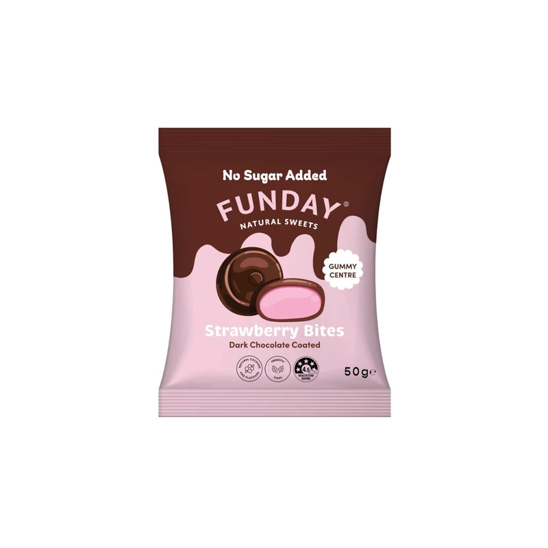 Strawberry Bites Dark Chocolate 50g