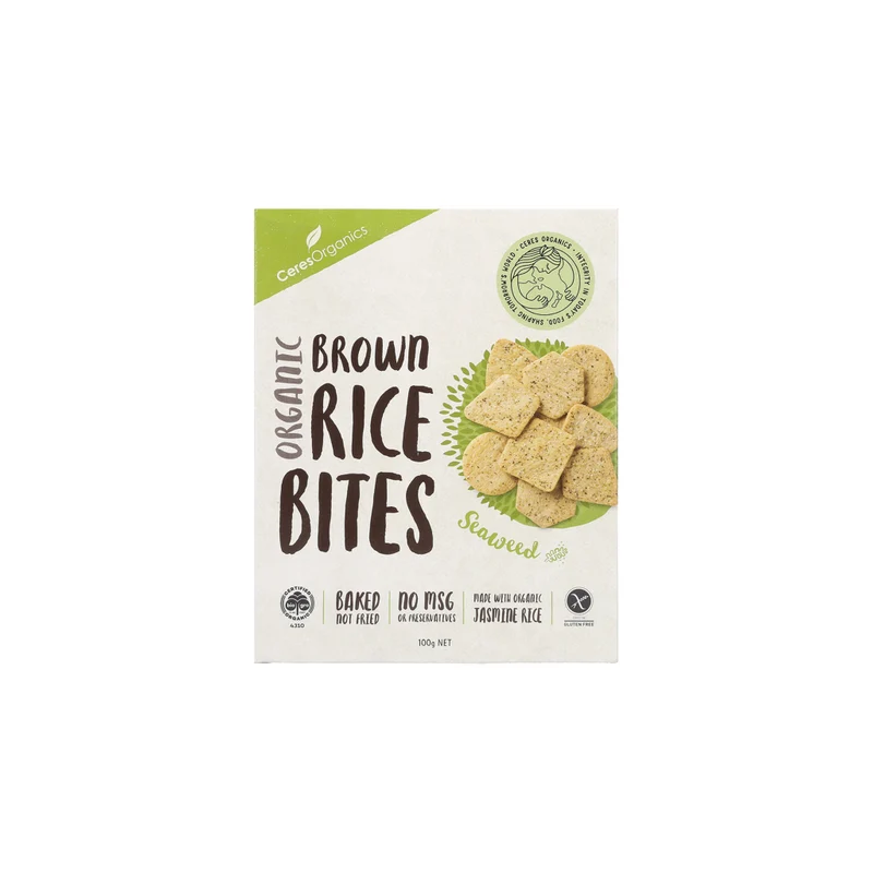 Organic Brown Rice Bites Seaweed 100g