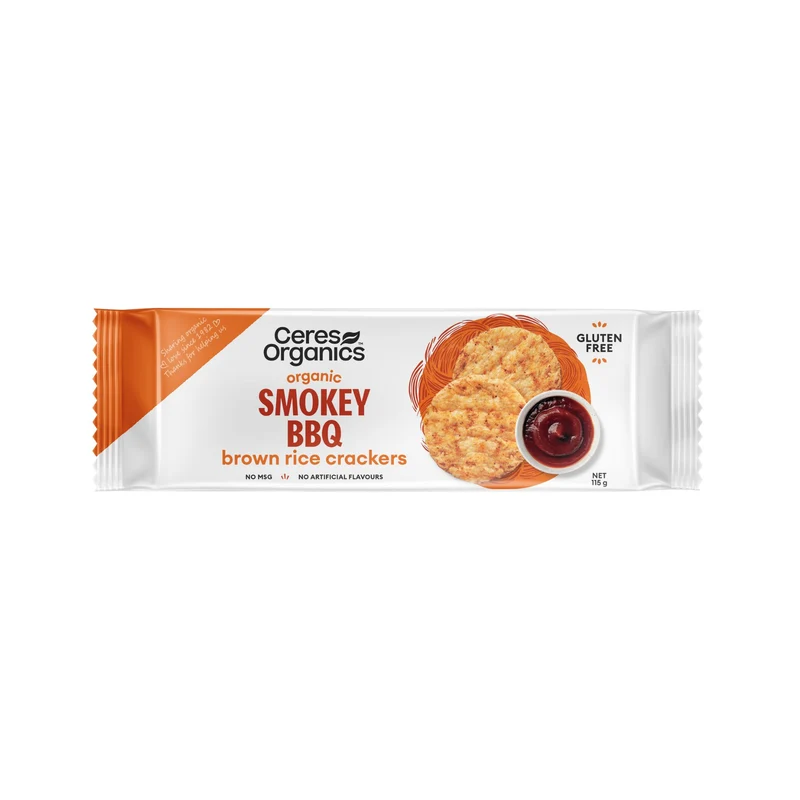 Brown Rice Crackers Smokey BBQ 115g