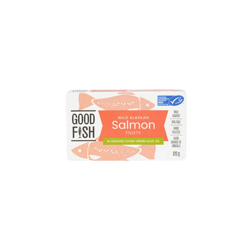 Wild Alaskan Salmon Fillets In Extra Virgin Olive Oil 120g